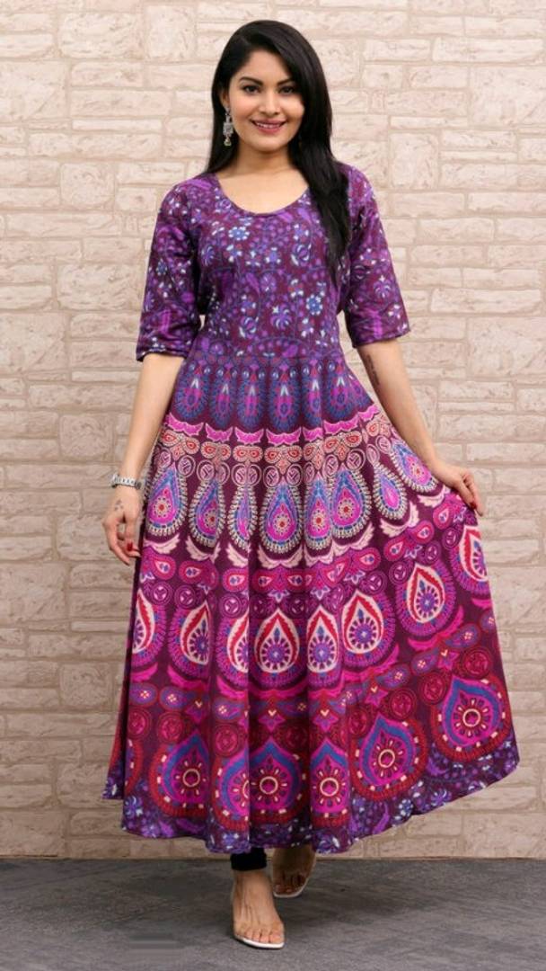 Elegant Women's Jaipuri Printed Cotton  Anarkali Kurti - SVB Ventures